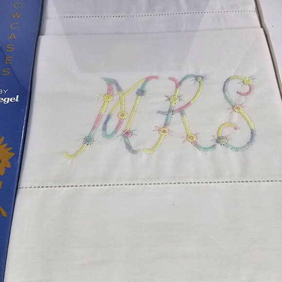 Vintage Riegel Gift Pillowcases Set Mr Mrs Wedding Gift Cotton - Picture 6 of 7